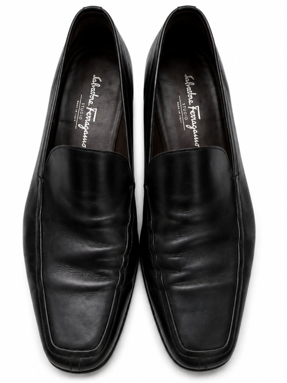 Salvatore Ferragamo Studio Black Leather Loafers Dress Shoes Men’s 10.5 D Italy
